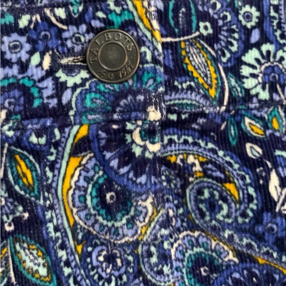 Talbots Size 14 Purple & Blue Paisley Zip Front Stretch Skirt NEW $89 - Picture 2 of 10